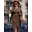 Plus Size - Elegant Plus Size Women'S Bodycon Dress - Fabric, Long Sleeve, Crew Neck, Slim Fit, Solid Color, Perfect for Spring/Summer, Ideal for Halloween, Christmas, Valentine'S Day Gifts, Casual Wear Dress|Slim Fit Dress| Construction, Plus Size Dress