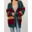 Plus Size, Women's Plus Size Autumn/Winter Striped Design Cardigan Sweater