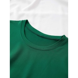 Women's Black Cherry Print Short Sleeve T-Shirt - Geometric Pattern with Pink Cherries & Green Leaves, 180gsm Polyester, Round Neck, All-Season Casual Top, Machine Washable, Cherry Tshirt, Playful Design, Texture