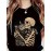Women'S Cat & Skeleton Graphic Tee - Casual Crew Neck, Short Sleeve, Cool Summer T-Shirt with Whimsical Animal Print, Black, Casual Attire | Quirky Tshirt | Summer Fashion