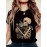 Women'S Cat & Skeleton Graphic Tee - Casual Crew Neck, Short Sleeve, Cool Summer T-Shirt with Whimsical Animal Print, Black, Casual Attire | Quirky Tshirt | Summer Fashion