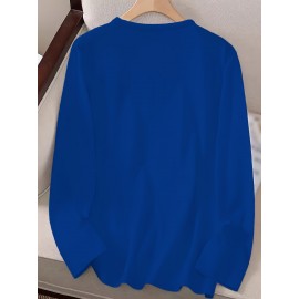 Women's Casual Long Sleeve Crew Neck Graphic T-Shirt - Sun Moon Stars Print with 