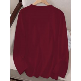 Women's Casual Long Sleeve Crew Neck Graphic T-Shirt - Sun Moon Stars Print with 