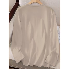 Women's Casual Long Sleeve Crew Neck T-Shirt - Soft Machine-Washable Fabric, Cozy Fall & Winter Top with 