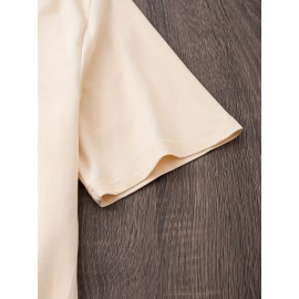 [Humorous Workout T-Shirt] 1pc Women's Casual Short Sleeve T-Shirt | Soft, Lightweight, Humorous Cat & Dumbbell Graphic Print, 